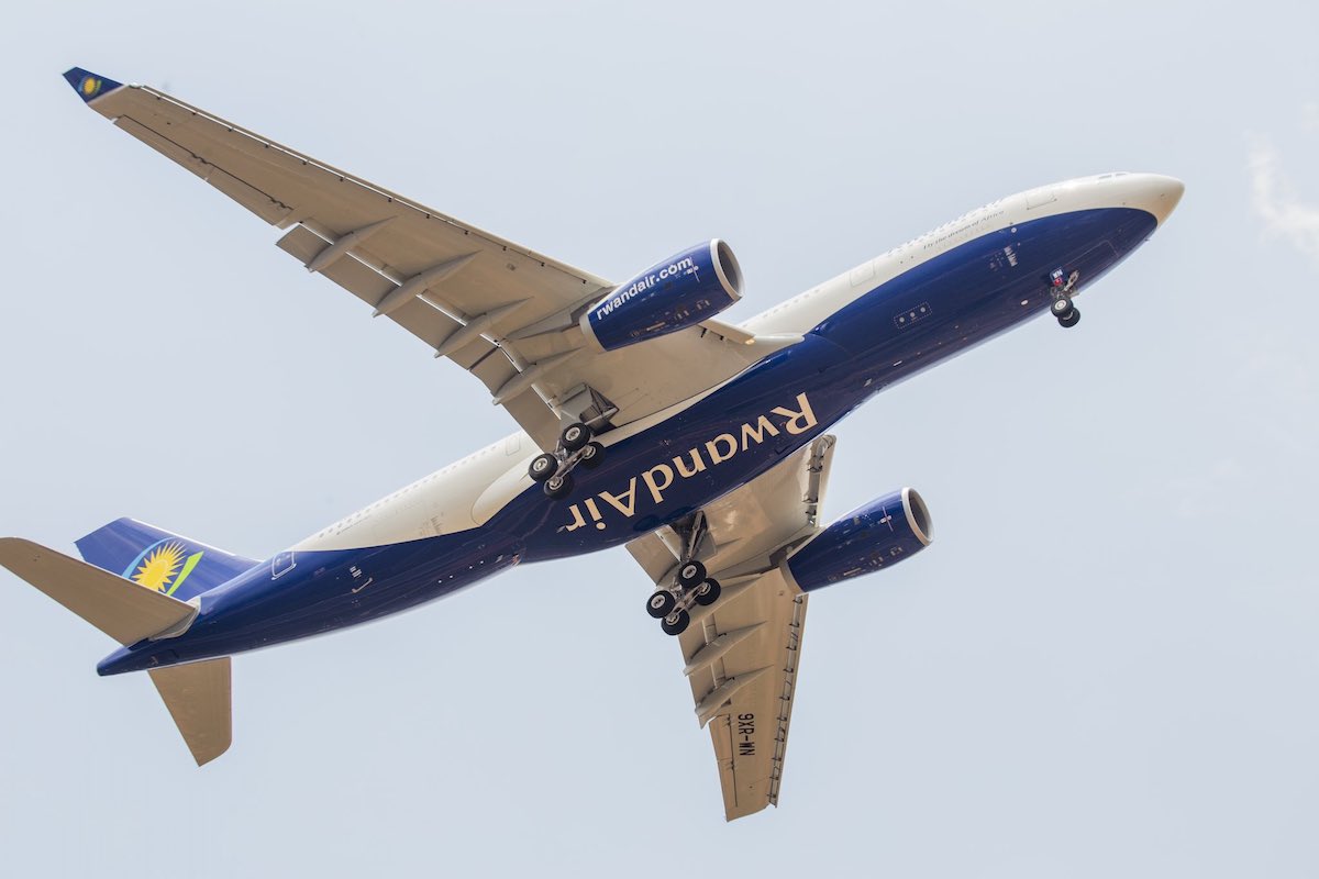 The belly of a RwandAir Airbus A330