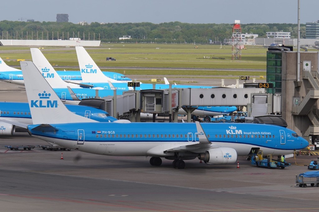KLM aircraft at Amsterdam's Schiphol airport