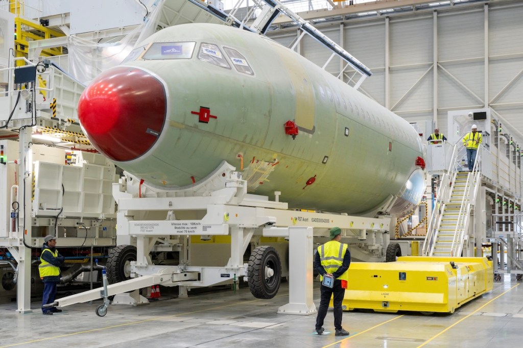 An Airbus A321neo in the factory