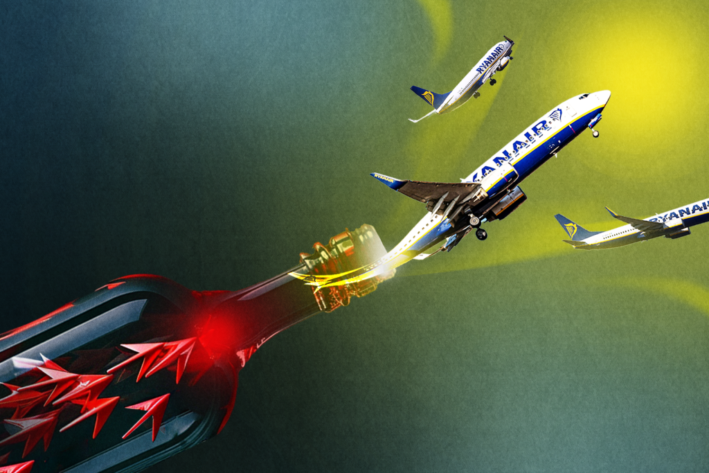 An abstract graphic showing Ryanair planes.
