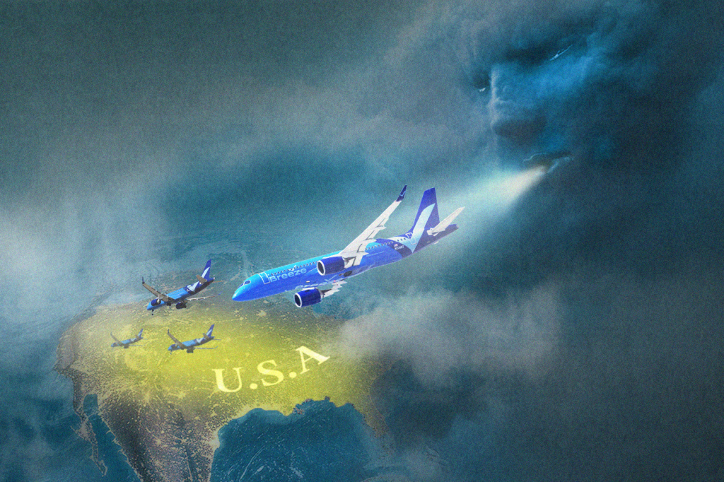 An illustration showing Breeze aircraft in the wind