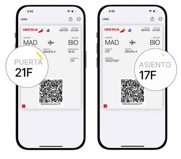 Iberia app on a mobile device
