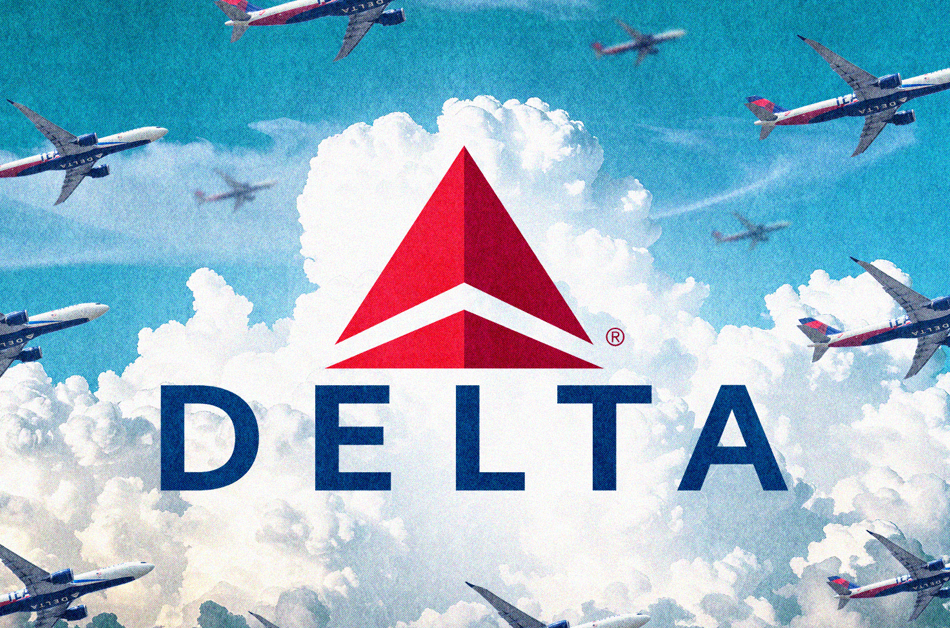 An illustration showing Delta logo and aircraft.