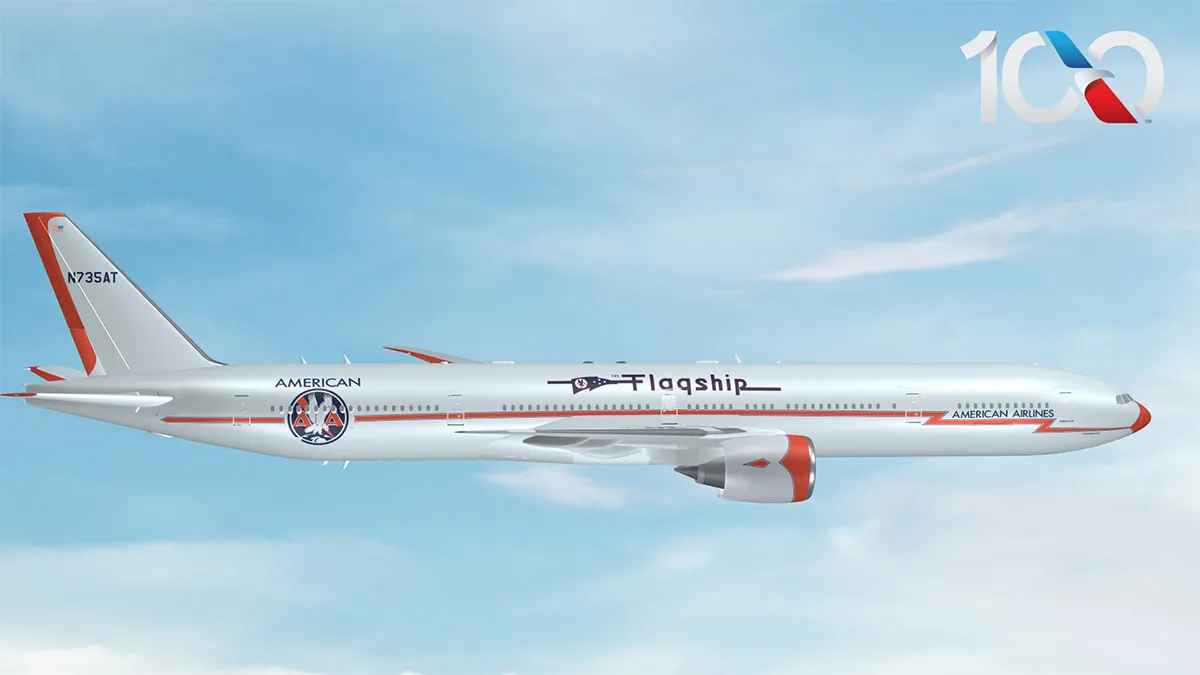 An illustration of American Airlines' special retro livery Flagship.